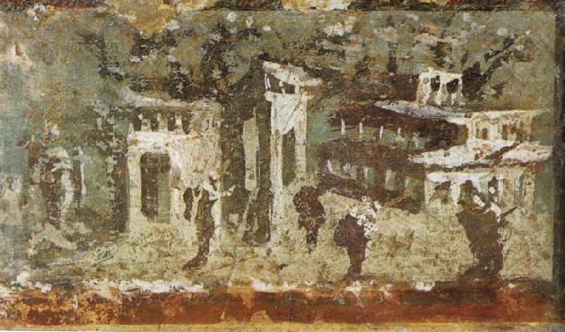 unknow artist Wall painting of houses at noon from Pompeii Sweden oil painting art